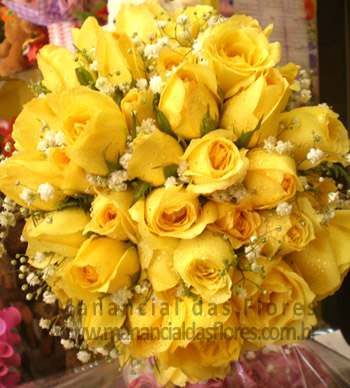Bouquet Arredondado Rosas com Egipsophila